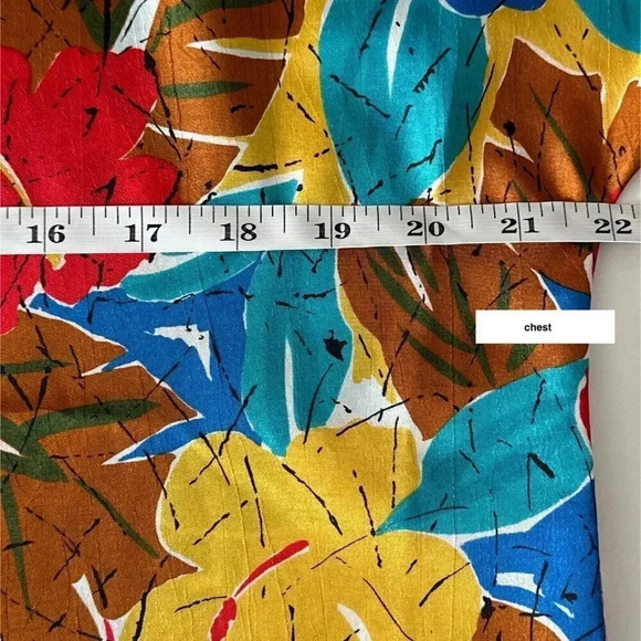 Vintage Tropical Top Womens Medium Floral Colorful Hawaii Casual Festival Shirt - Picture 9 of 13